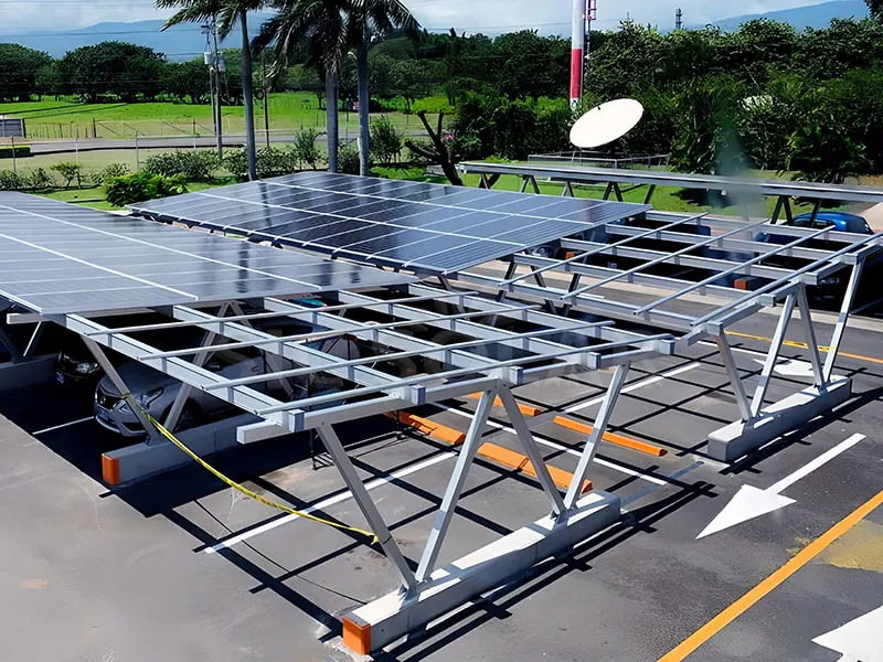80KW ระบบแผงโซลาร์เซลล์อลูมิเนียม Carport ทั้งหมดในสหรัฐอเมริกา